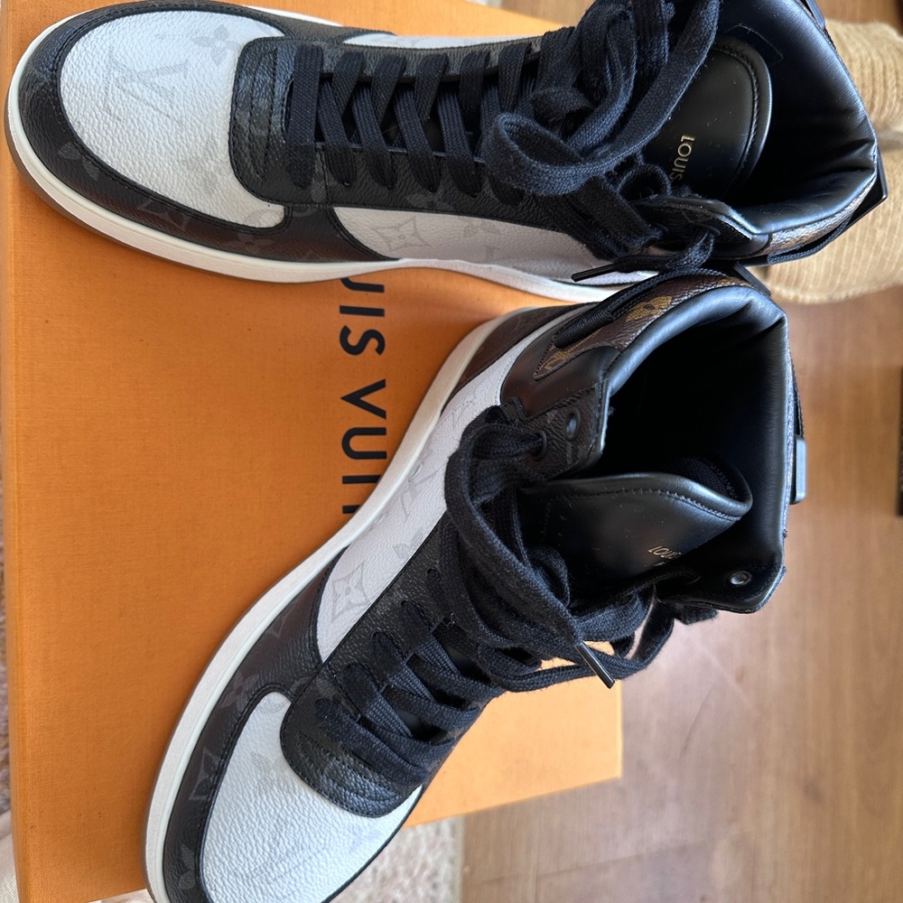 Louis Vuitton Black and White High-Top Sneakers